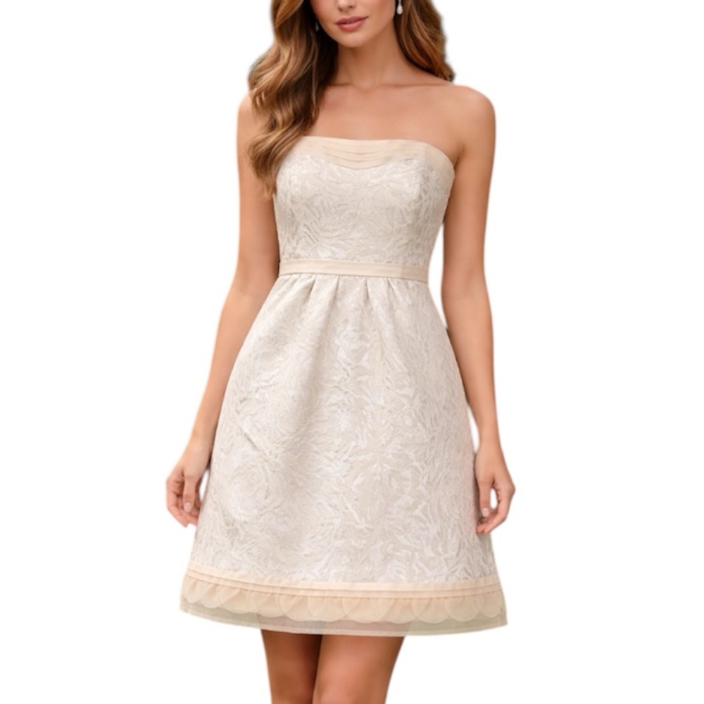 🦅 AE Sweetheart Strapless Metallic Jacquard Dress